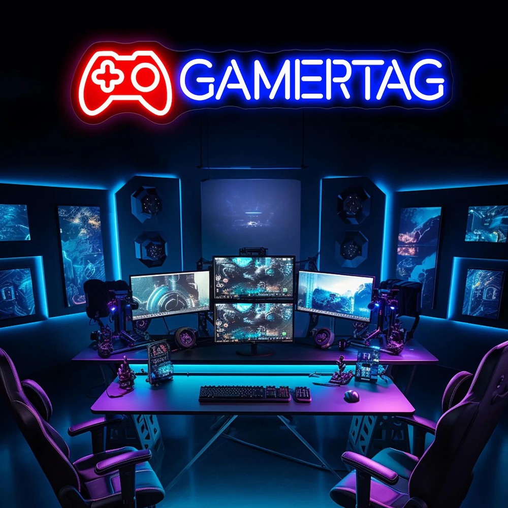 Custom Gamer Neon Sign Gamer Tag Sign Game Room Decor Gaming Wall Art Gaming Led