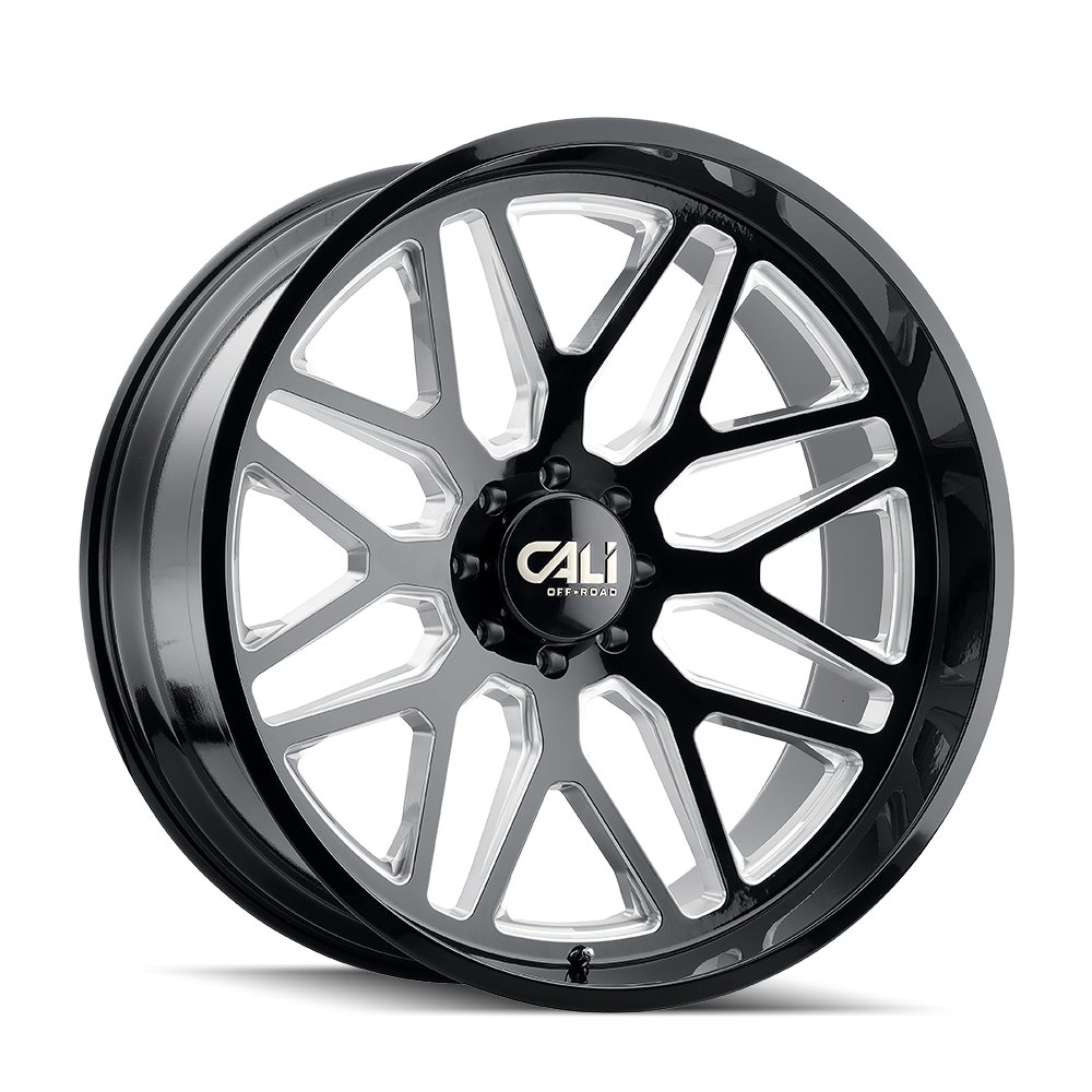Set of 4 - CALI OFF-ROAD INVADER 9115 GLOSS BLACK MILLED 24X14 8-165.1 -76MM