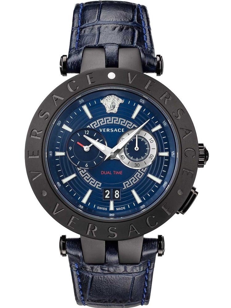 Versace V-Race Black Blue Mens Watch VEBV00419 Luxury Timepiece