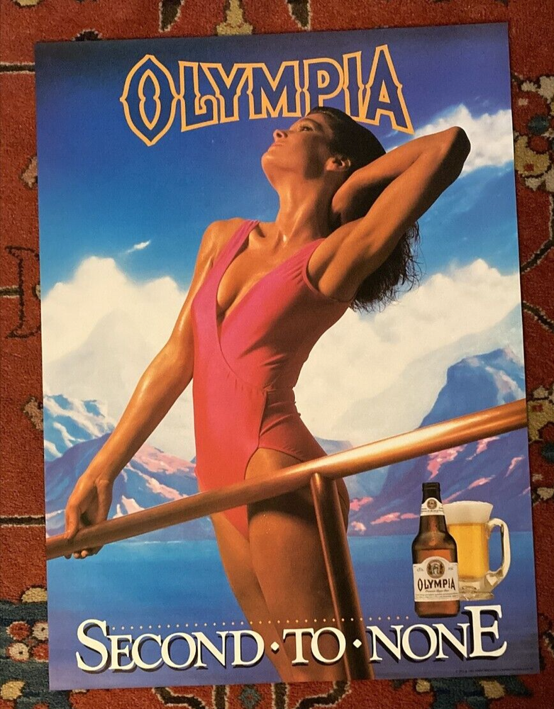 Vintage 1983 OLYMPIA BEER Nordic Girl Poster  27