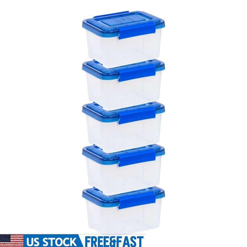 Airtight Clear Plastic Storage Bins with Lids 5-Pack Stackable Organizing Containers
