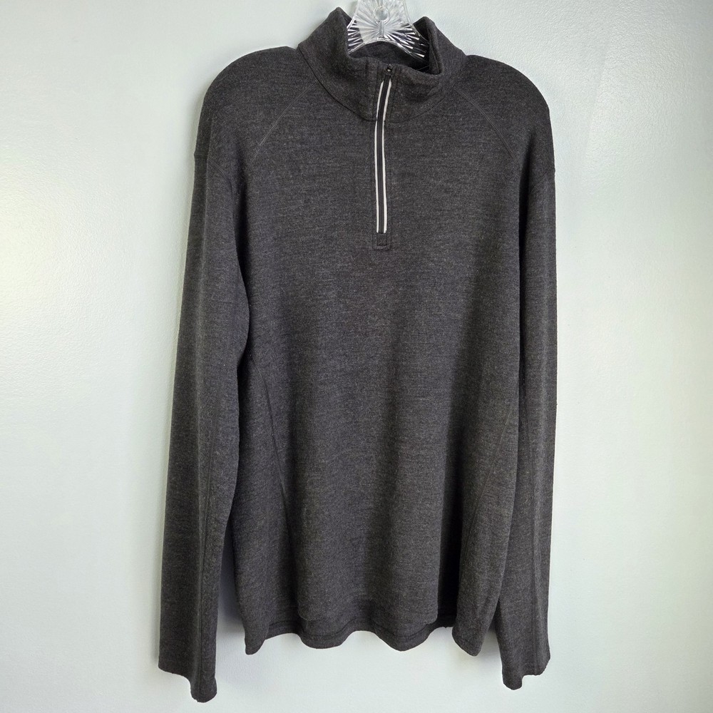 Meriwool Pullover Mens XL Gray 400g Merino Wool Quarter Zip Baselayer Shirt