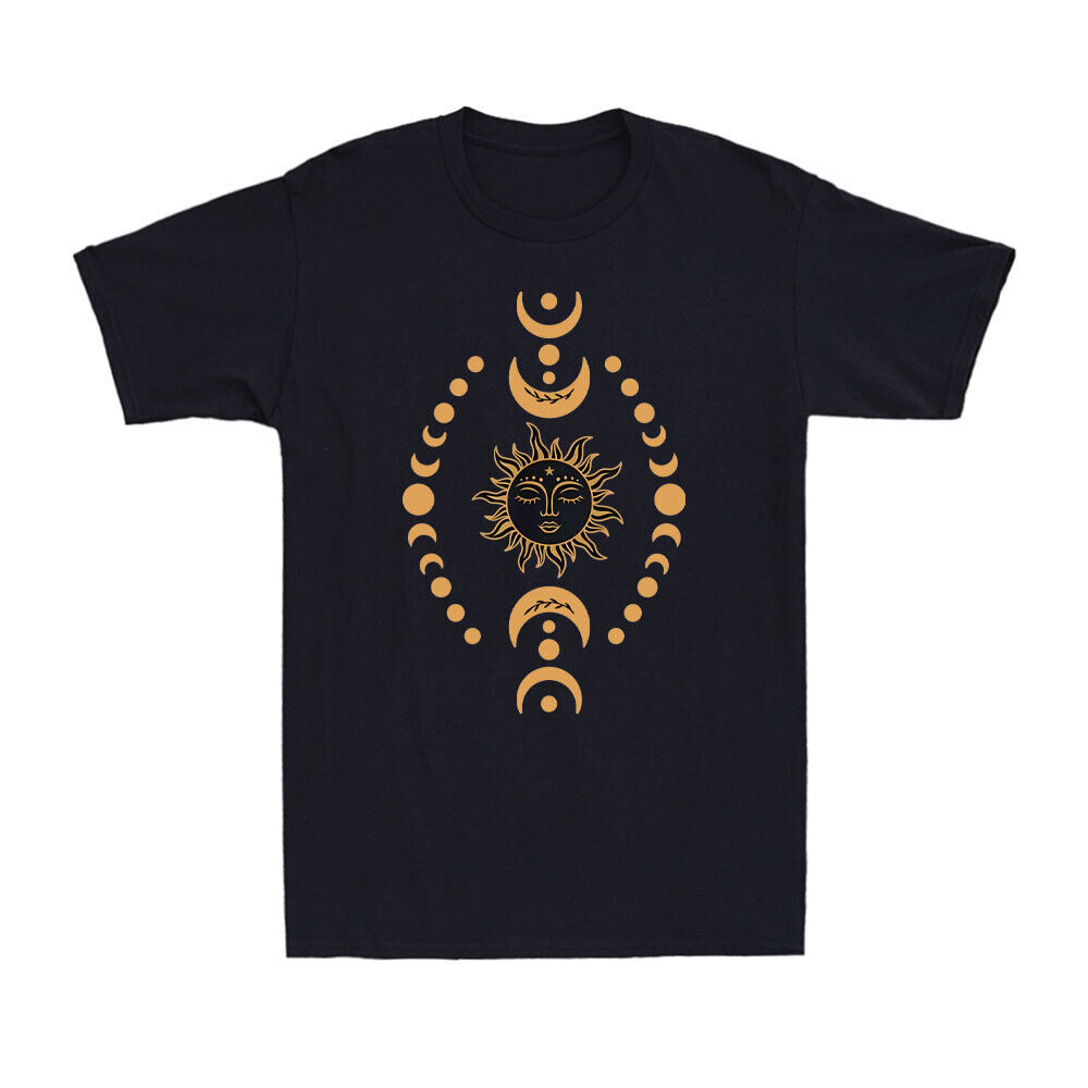 Boho Sun And Moon Celestial Crescent Moon Phases Vintage Men's T-Shirt