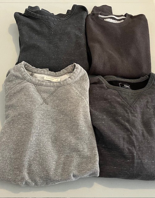 Set of 4 Men's Long Sleeve Casual Shirts-Large- Sonoma-Gray-Thermal- Double Knit