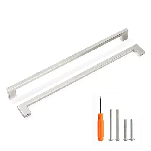 Brushed Nickel Square Cabinet Pulls 5 Pack 13-4 Inch Drawer Handles