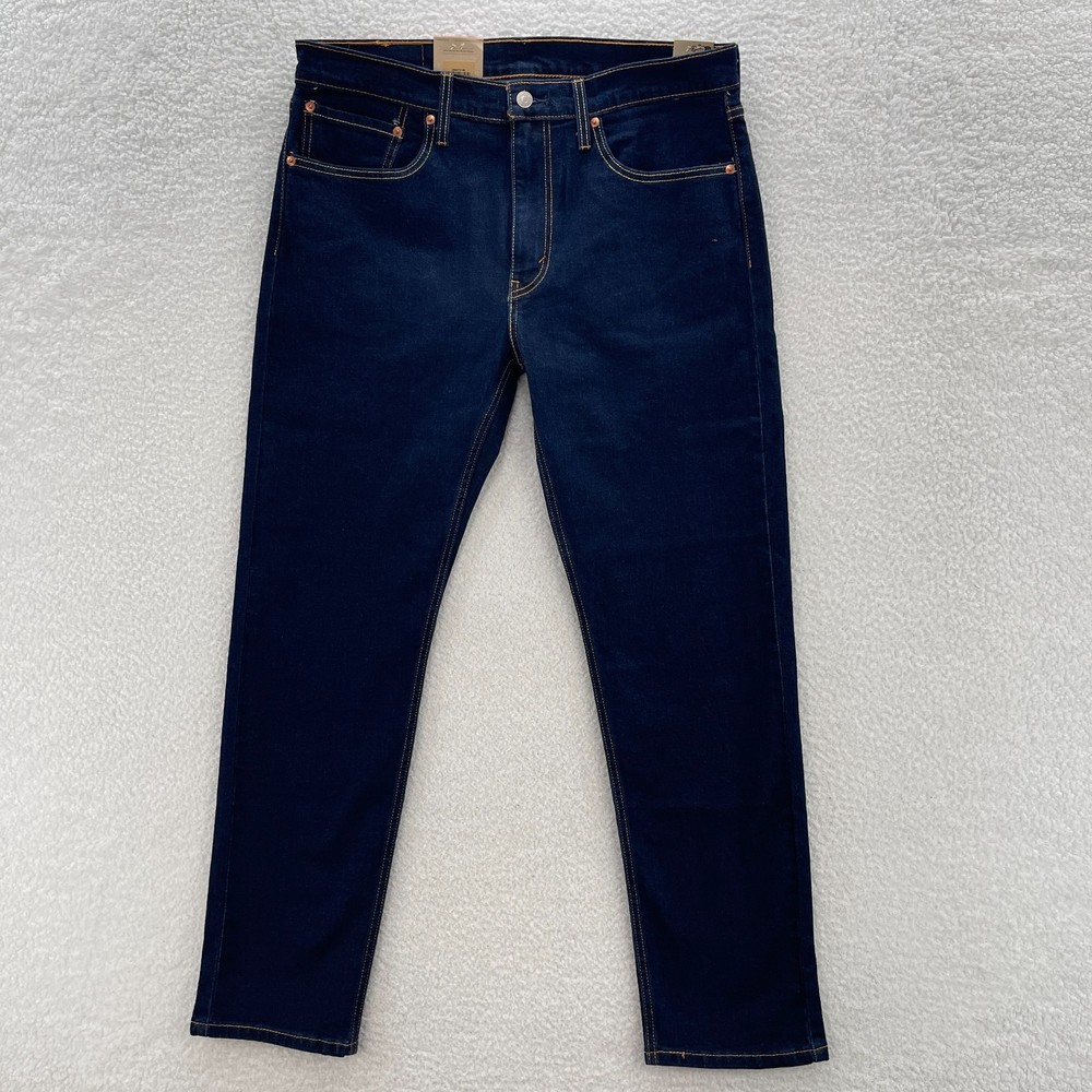 Levi's Jeans Mens 36x30 Blue 502 Taper Fit Dark Wash Indigo Stretch Denim Preppy