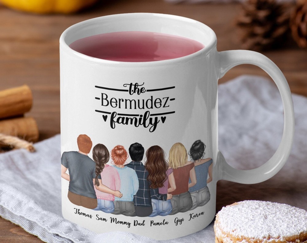 Family Portrait Mug Family Mug Personalized Mug With Your Family And Pets Person