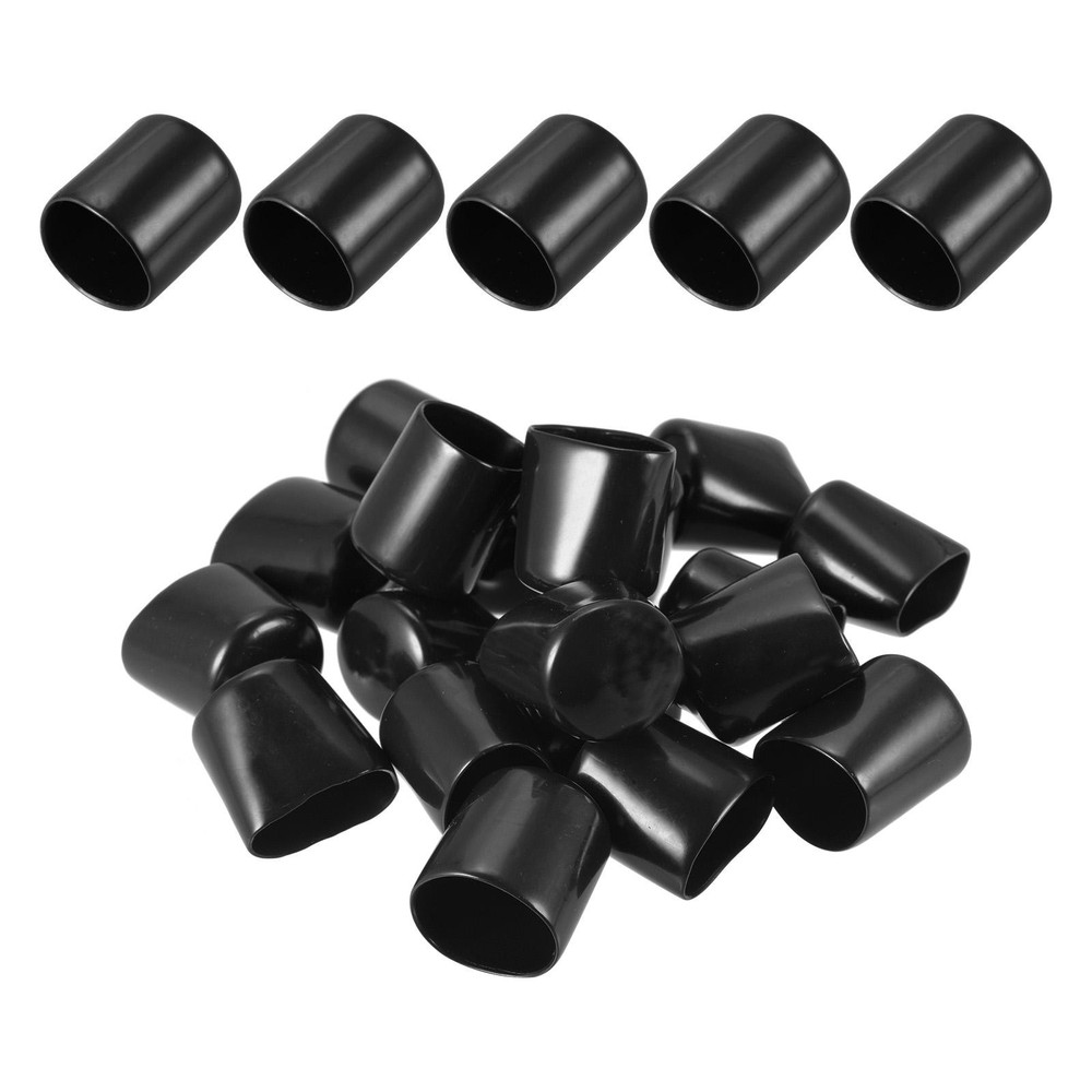 25Pack 21mm ID Black Flexible Rubber Screw Thread End Caps for Bolts