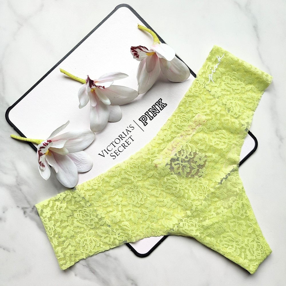 Victoria's Secret Pink Soft Lace No-Show Thong Green Spring Sizes S M XL  
