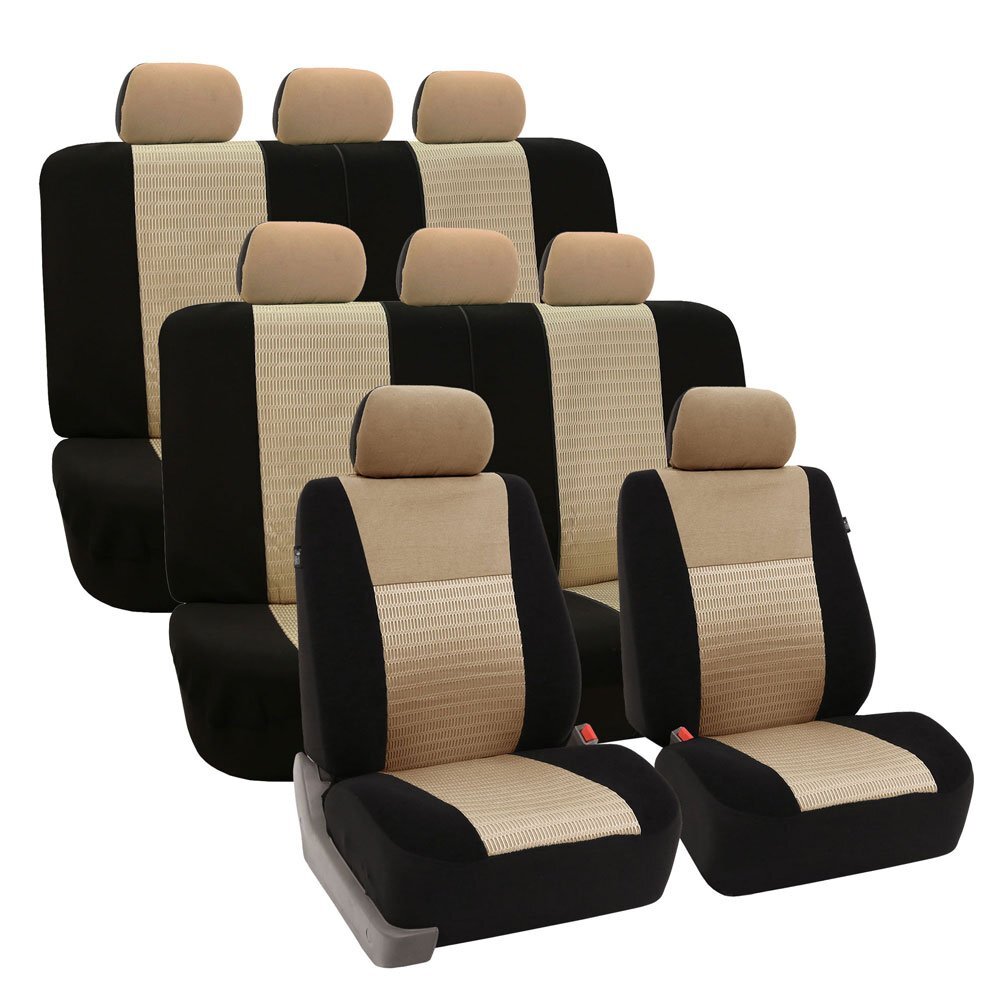 FH Group Car Seat Covers Trendy Elegance 3D Air Mesh Beige FB060128BEIGE-AVC