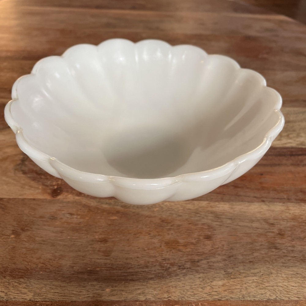 Vintage Capri Swirl Milk Glass Serving Bowl by Hazel Atlas 9 Inch  