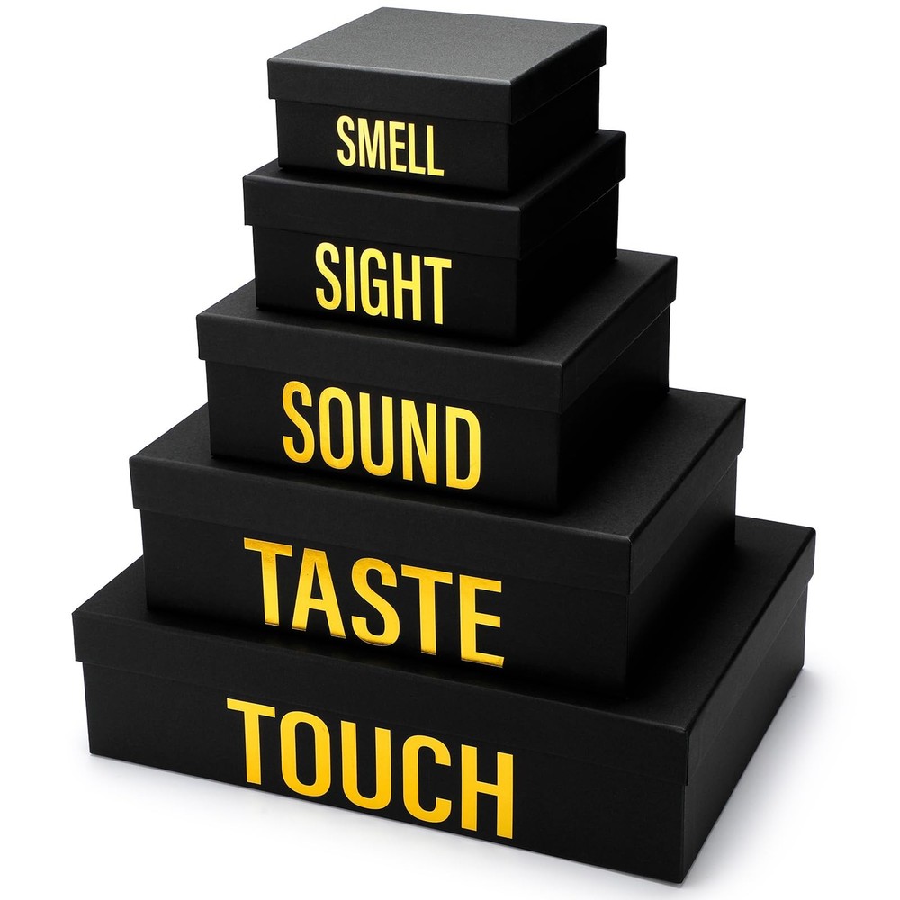 5 Senses Gift Box for Him - Large Nesting Present Box with Lids for Valentine's Day