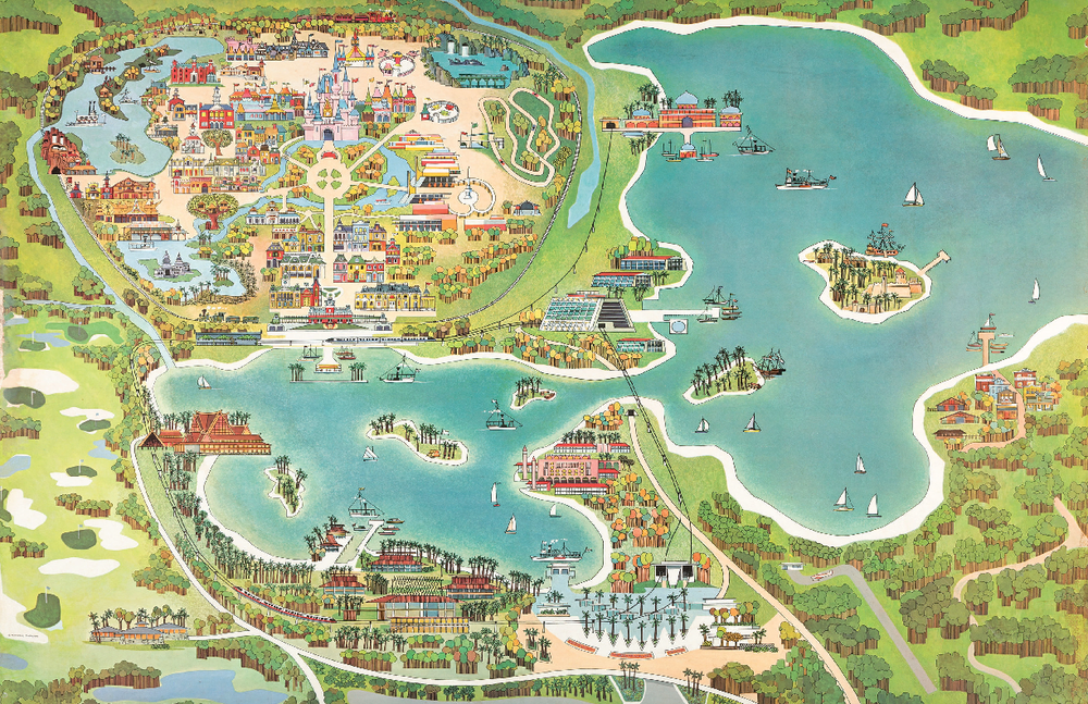 Disney Magic Kingdom Polynesian Resort Map Art Print 13x19 Satin Poster