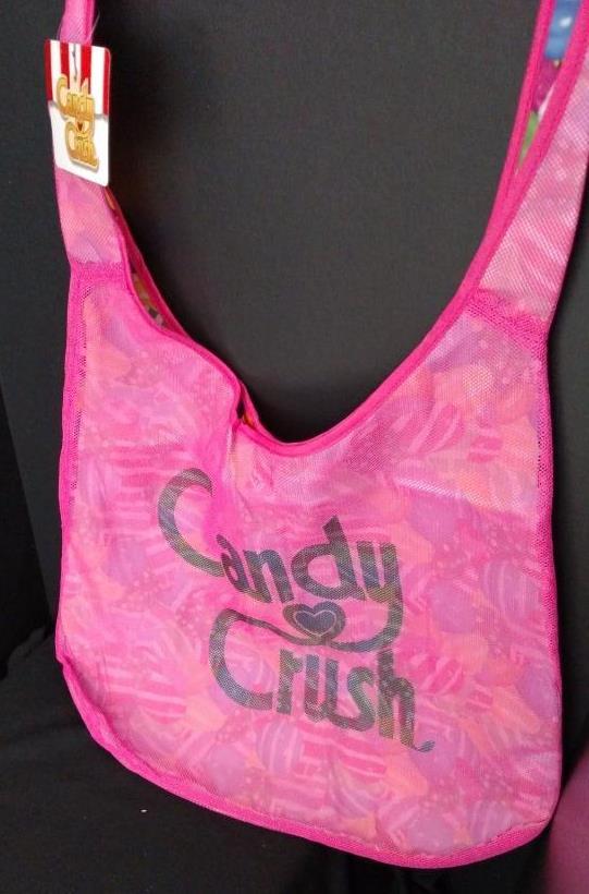 Candy Crush Pink Neon Mesh Shopping Tote Beach Pool Locker Bag licensed