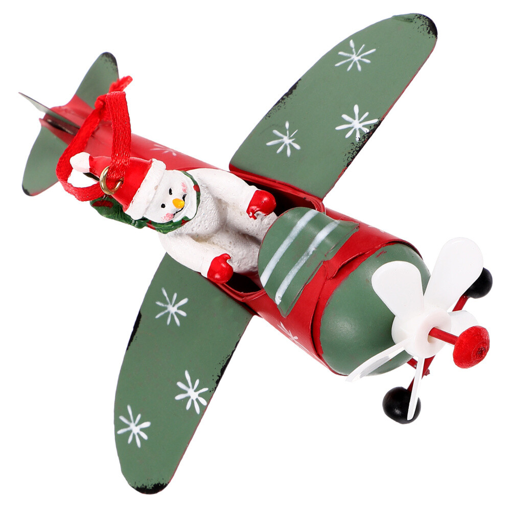 Santa Flying Plane Ornament Nordic Christmas Iron Aircraft Elder