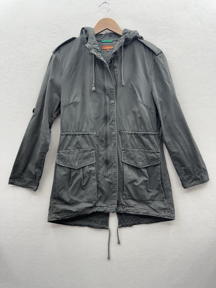 Ambition Women’s Large 100% Cotton Green Utility Jacket Hooded