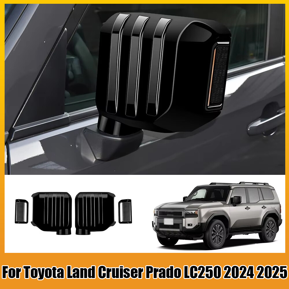 ABS Gloss Black Mirror Cover Caps For 2024 2025 Toyota Land Cruiser Prado LC250