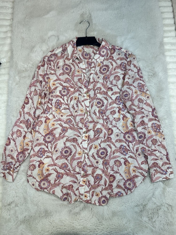 Anthropologie Pilcro Women’s Long Sleeve Pink Floral Blouse Sz M