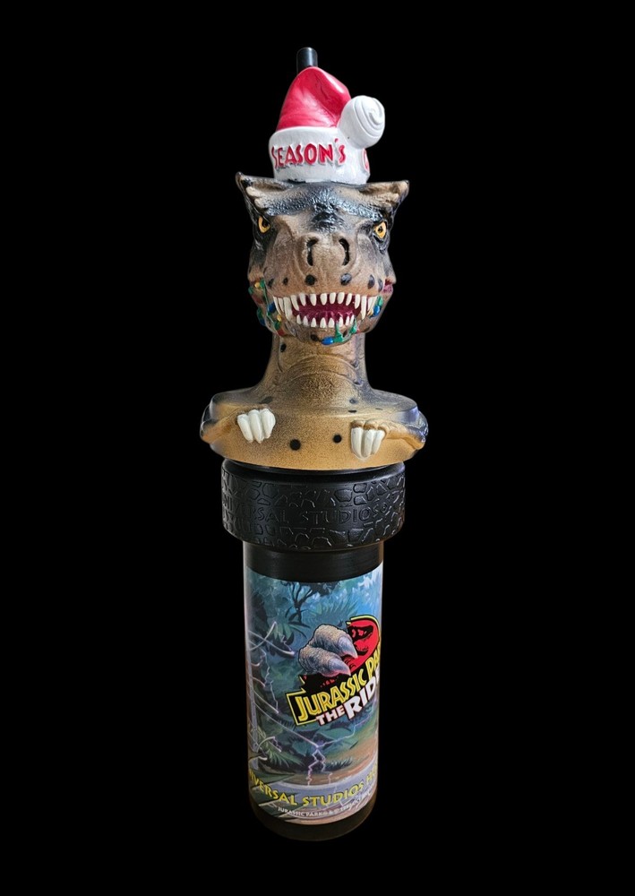 Vintage 1997 Jurassic Park Dinosaur Christmas Cup from Universal Studios Hollywood