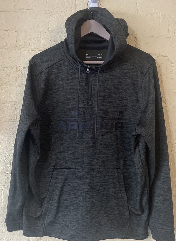 Under Armour Mens Cold Gear Green Hoodie Sweatshirt Quarter Zip Size Large