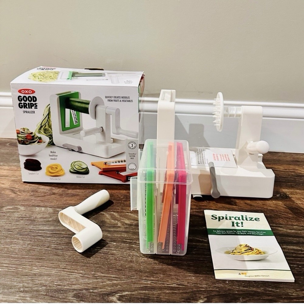 NIB OXO Good Grips Tabletop Spiralizer with 3 Stainless Blades and Stronghold Suction