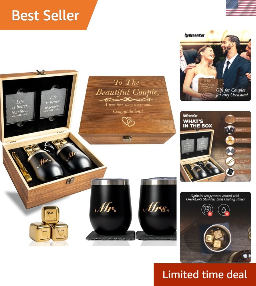 Unique Engagement Wine Tumbler Gift Set for Couples - To The Beautif
