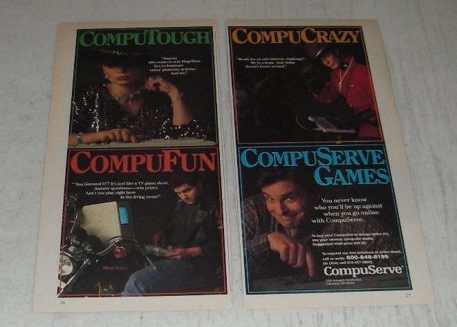 1986 CompuServe Subscription Ad - CompuTough CompuCrazy CompuFun Games