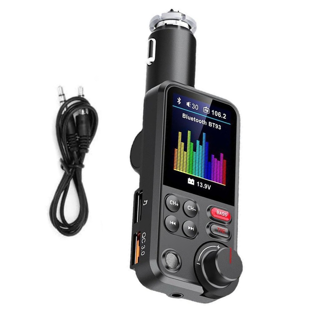 Handsfree Bluetooth FM Transmitter for Wireless Car Music Playback and USB Charging