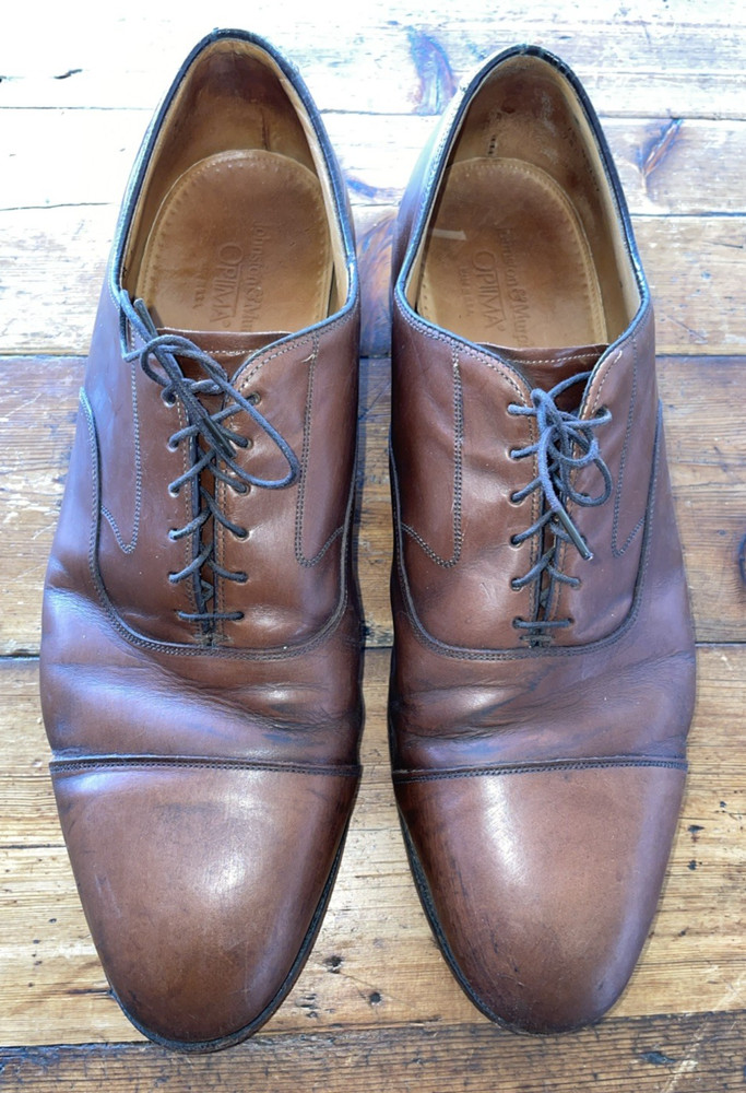 Johnston & Murphy Optima Cap Toe Men's Brown Oxford Dress Shoes 12 D