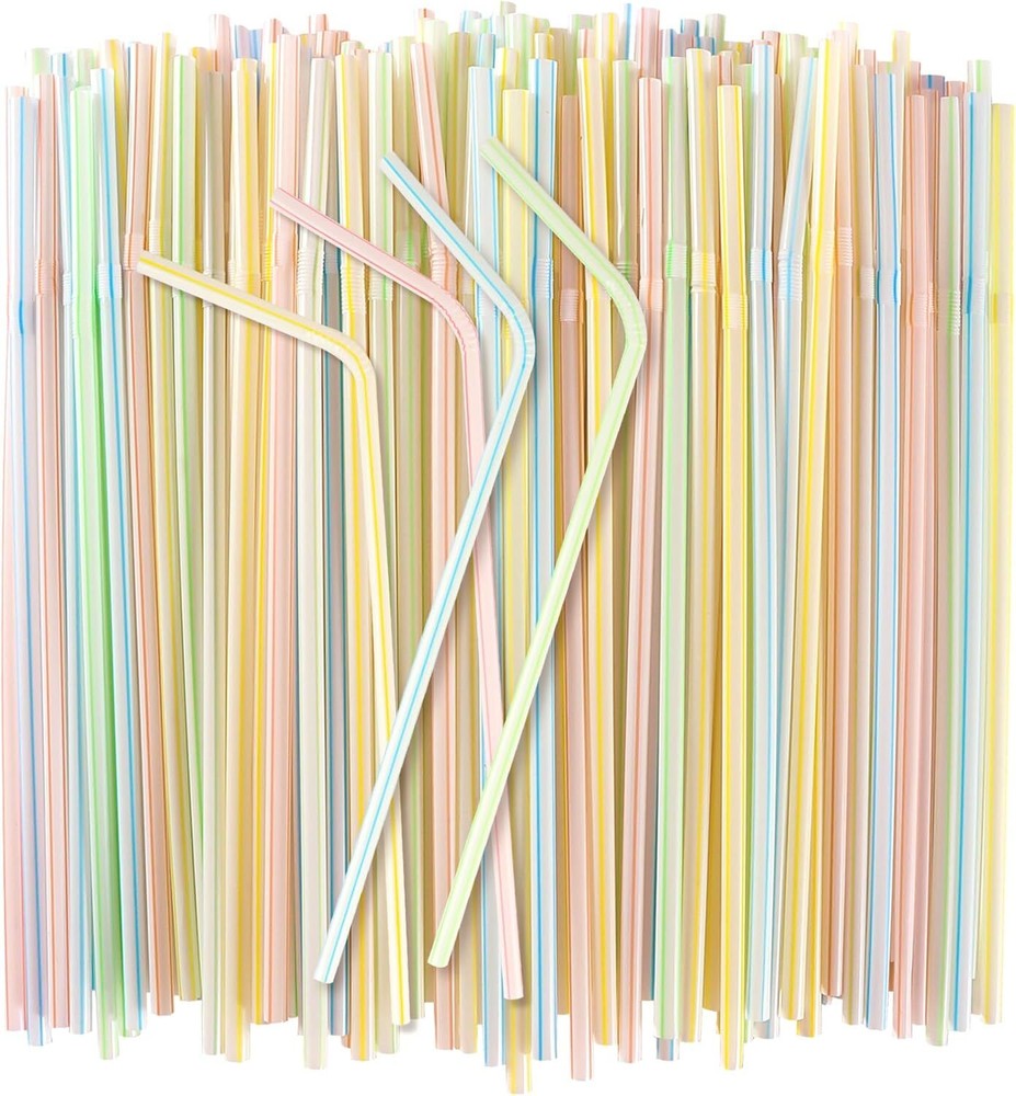 150PCS Colorful Disposable Plastic Drinking Straws for Parties & Events