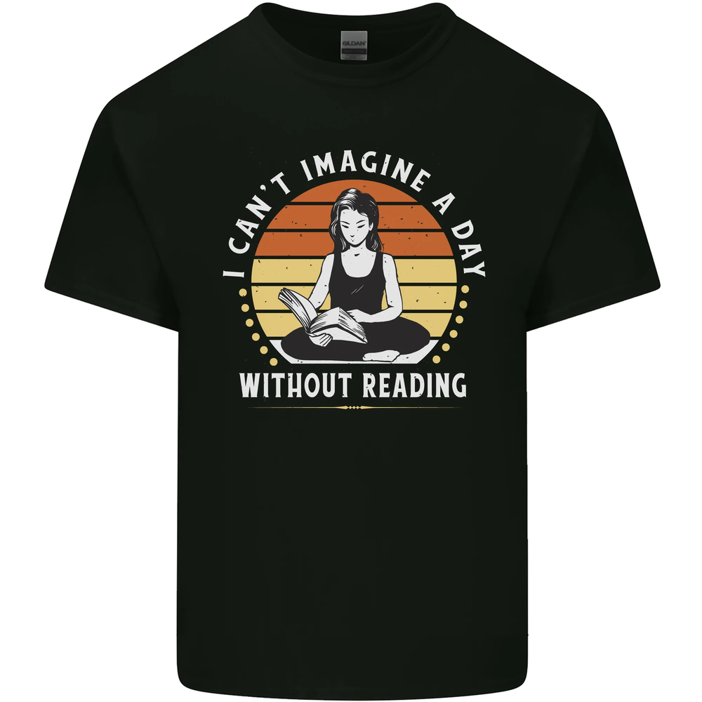Imagine a Day Without Reading Bookworm Mens Cotton T-Shirt Tee Top