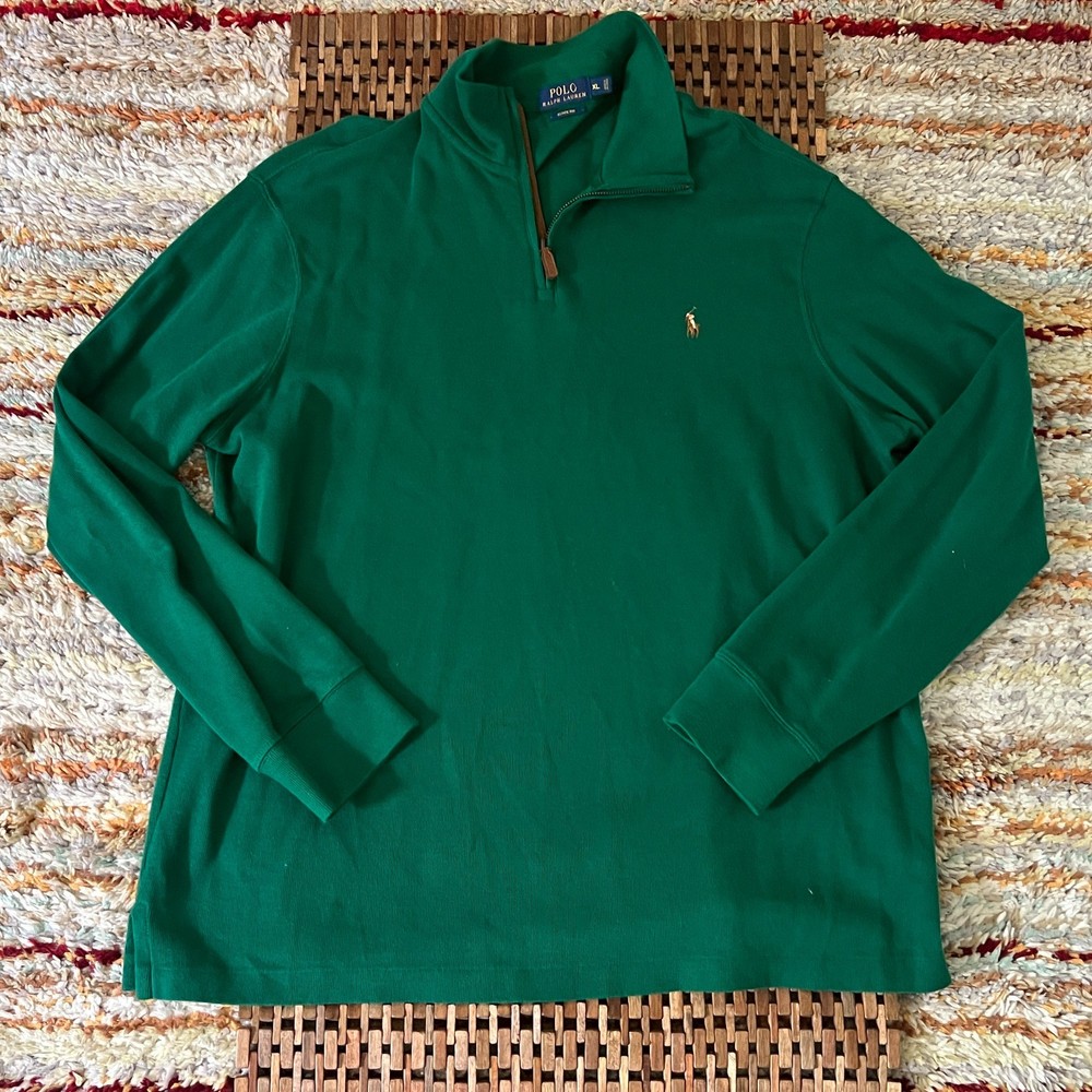Polo Ralph Lauren 1/4 Zip Pullover Sweater Forest Green Men's Size XL