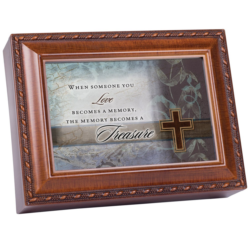 Inspirational Music Box - Treasured Memory Plays Amazing Grace with Woodgrain...