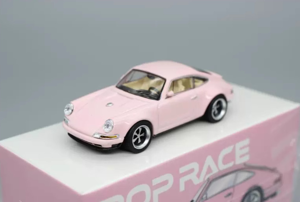 POPRACE 1:64 Porsche Singer Targa 911 964 Pink Alloy Diecast Model Car