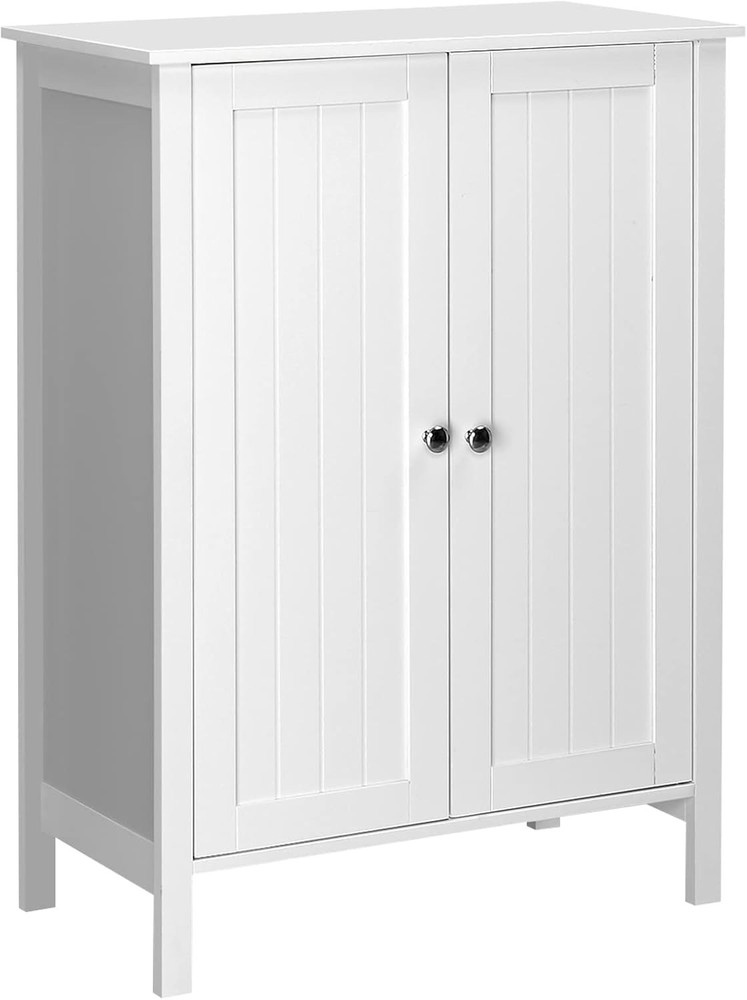 Freestanding Bathroom Floor Cabinet with Double Doors and Adjustable Shelves