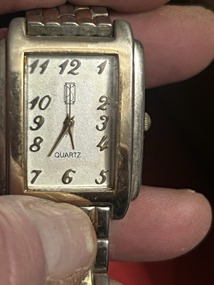 Vintage Paul Sebastian Quartz Watch Gold Silver Tone Band Untested Parts or Repair