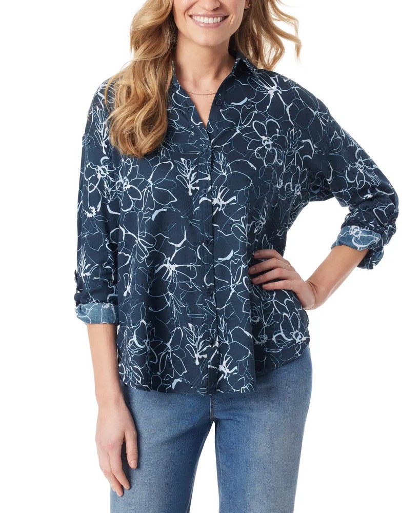Gloria Vanderbilt Women's Top Sz L Amanda Printed Cotton