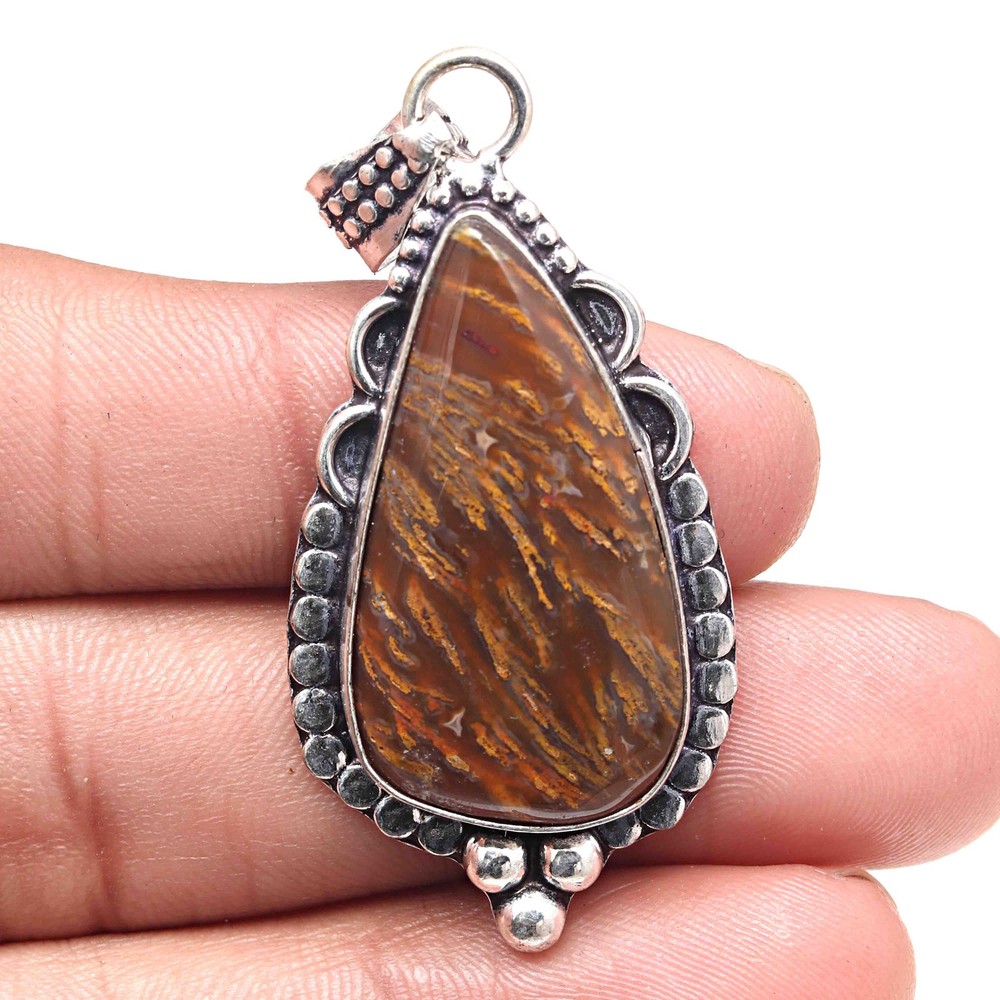 Agate Pendant Stick Silver Jewelry Handicraft Valentine Gift 2 Inch