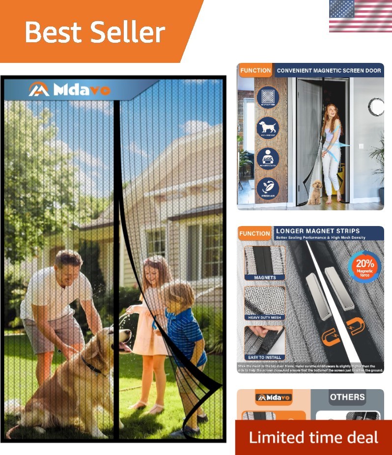 Portable Magnetic Insect Screen Door 38x82 - Safe for Kids and Pets