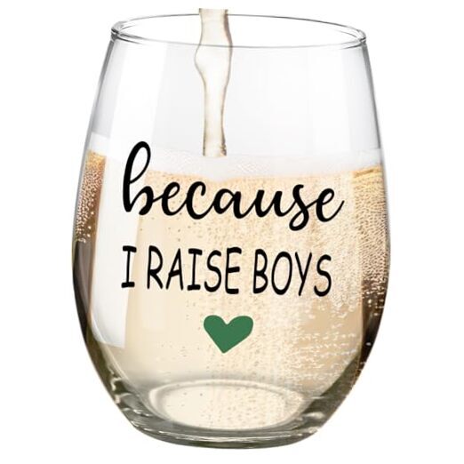 Boy Mom Gifts Wine Glass,Funny Wine Glass Gifts For Mom of Boys, Baby Shower