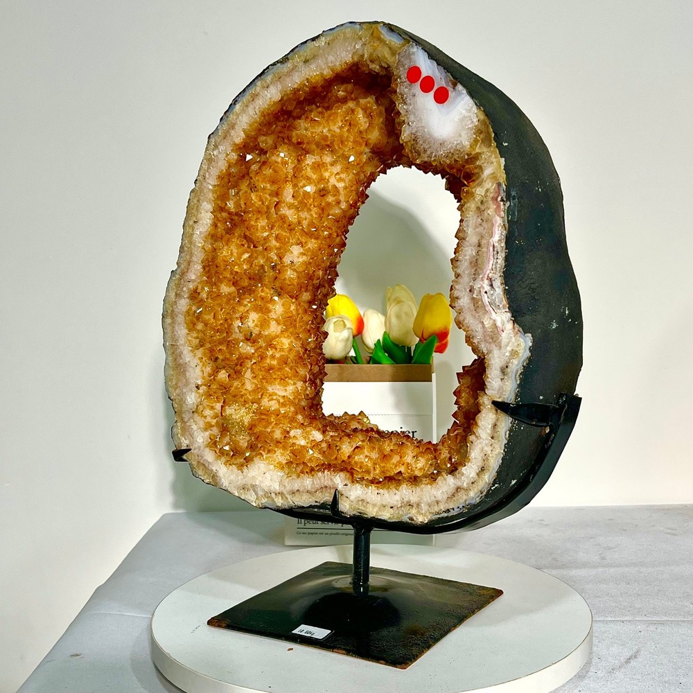 23.23LB Natural citrine raw ore cave handmade cutting spiritual decoration