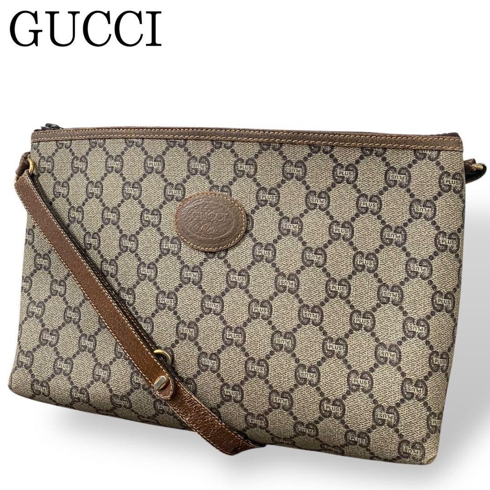 Gucci Vintage GG Pattern Beige Crossbody Shoulder Bag Rare Find
