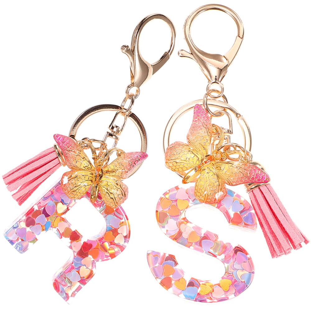 2 Pcs Key Chains Women Id Card Holder Retractable English Keychain Miss