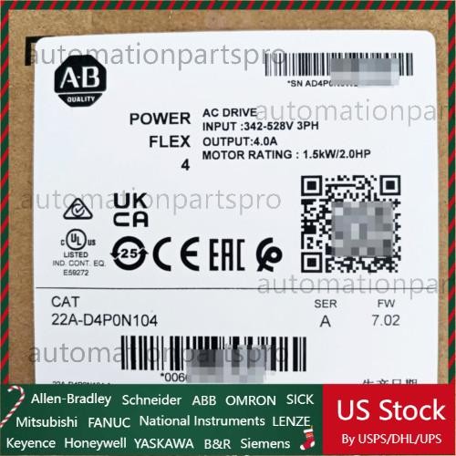 New Factory Sealed AB 22A-D4P0N104 PowerFlex 4 1.5kW 2.0HP AC Drive US Free Tax