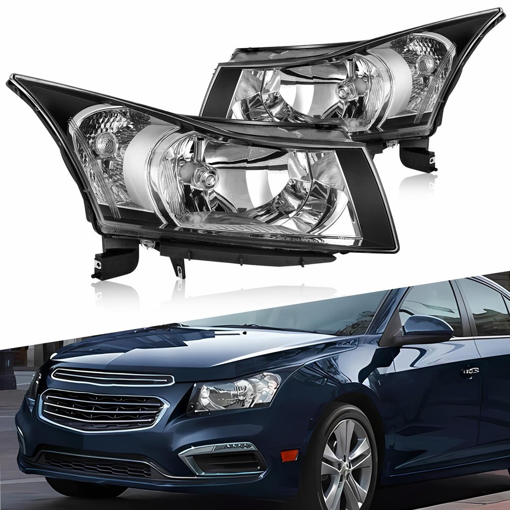 Headlights Headlamps Halogen Pair Driver Passenger For 2011-2015 Chevy Cruze I
