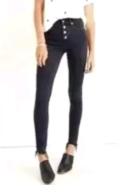 Madewell Black Button Fly High Rise Skinny Jeans Size 26 with Stretch