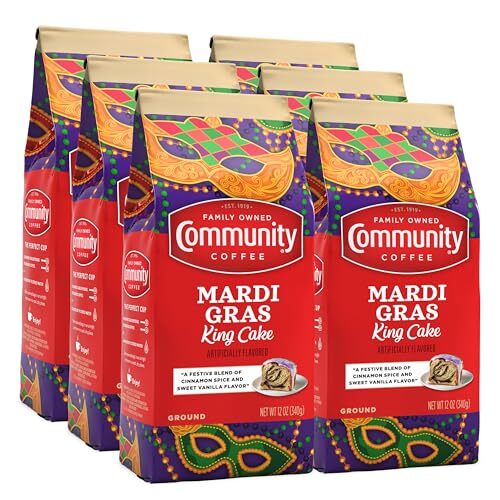Community Coffee - 6 x 12 oz Mardi Gras King Cake Medium Roa