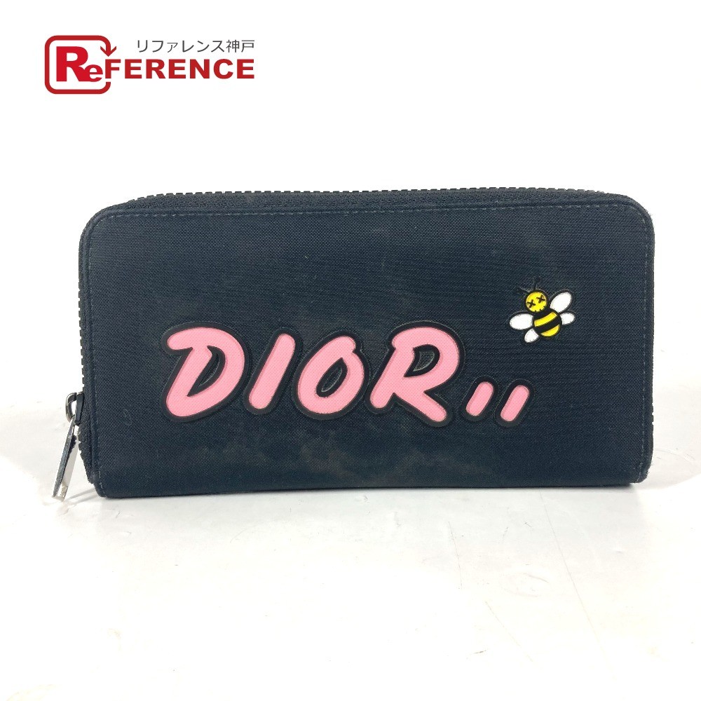 Y0713 Dior Kaws Cows Collab Men’s Black Nylon Long Wallet Used