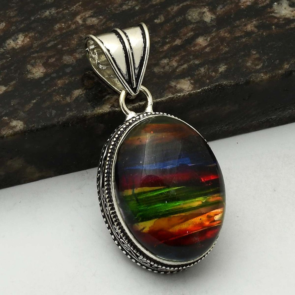 Ammolite Opal Gemstone Ethnic Handmade Antique Design Pendant Jewelry  AP-11615