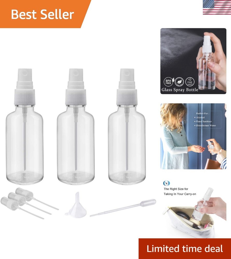 2oz Glass Essential Oil Spray Bottles - Reusable Mini Mist Set